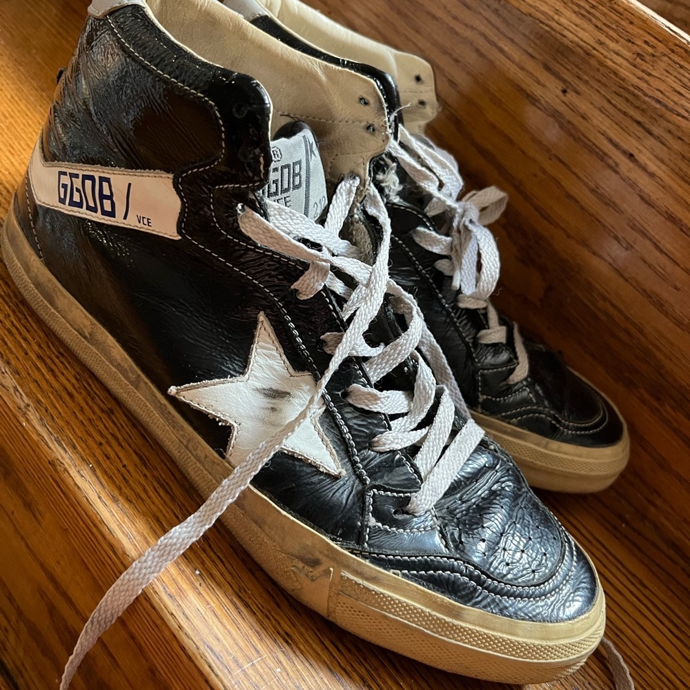 Golden Goose Beige and Black Sneakers
